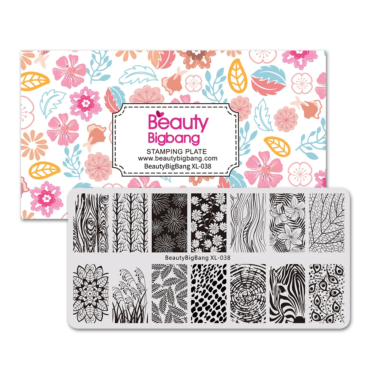 

BEAUTYBIGBANG 6*12cm Tree Ring Wood Grain Flower Leaf Pattern Nail Art Stamping Plate Nail Art Image Plate Nail Art Steel Plate