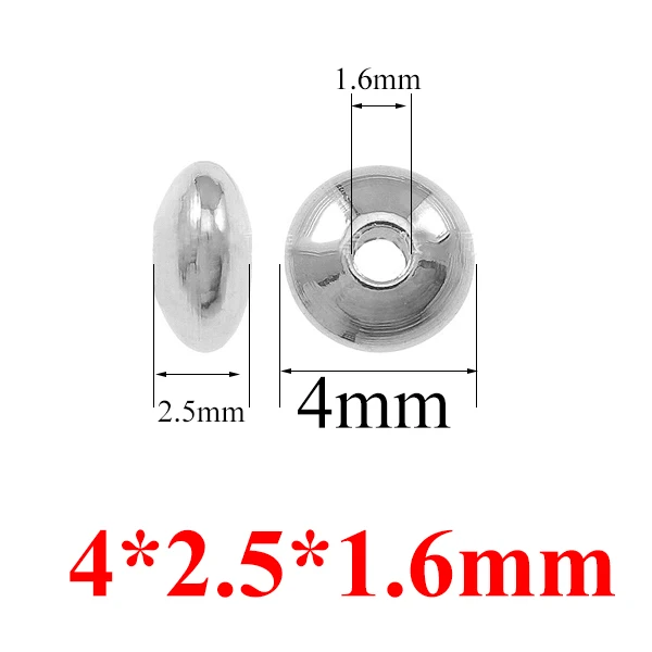 4x1.6mm 50 шт./лот, 4, 5, 6, 7, 8 мм Нержавеющая сталь разделитель, европейские бусы для самостоятельного изготовления ювелирных изделий бусины аксессуары для подвески Цепочки и ожерелья с браслетом - Цвет: 4x1.6mm