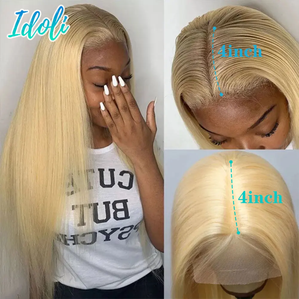 

613 Lace Frontal Human Hair Wig Honey Blonde Long Straight Lace Frontal Wig Brazilian Remy 13x4 Pre Plucked Lace Closure Wigs