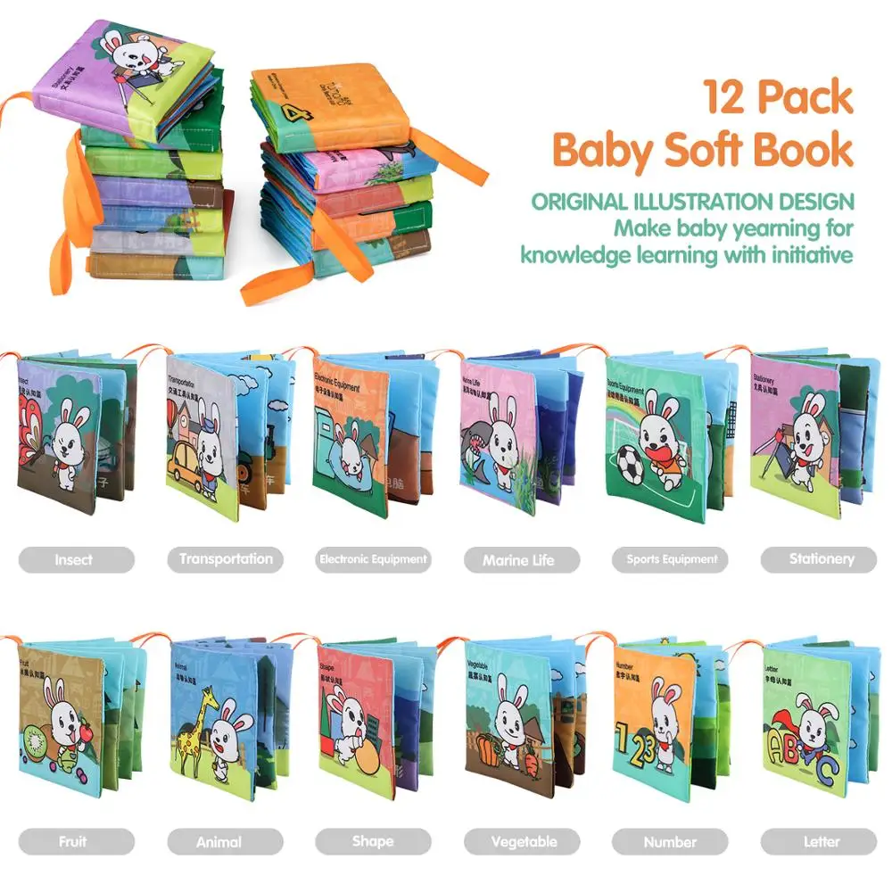 Детские игрушки первые мягкие книги раннее образование активности Crinkle ткань