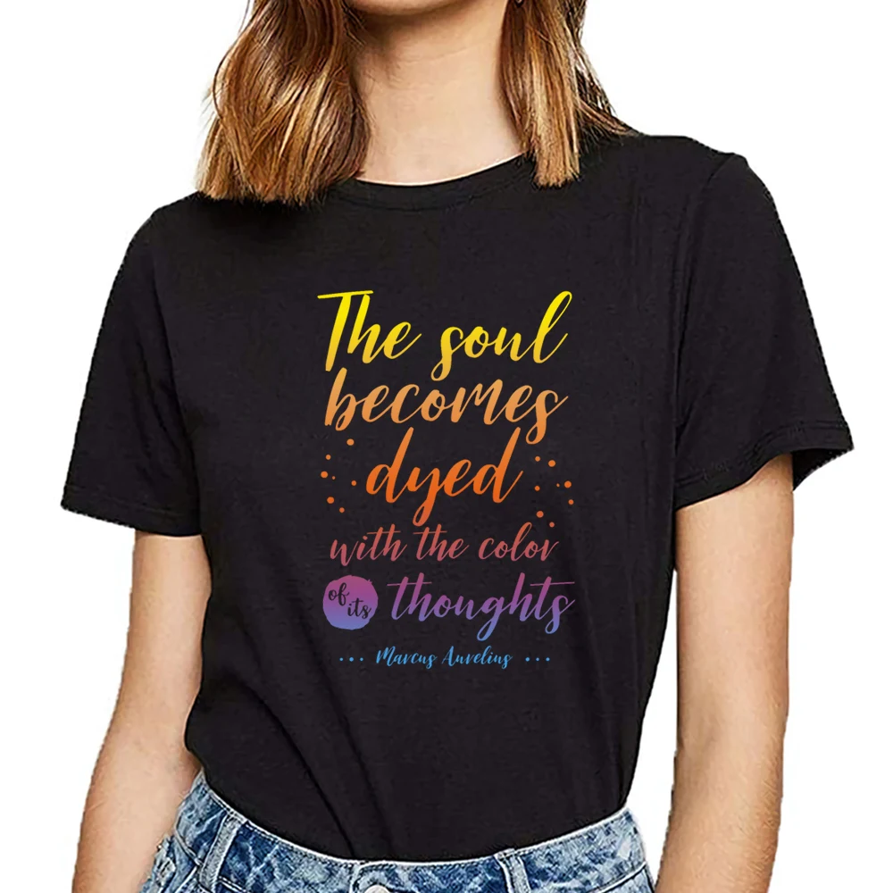 Фото Женские топы футболка с надписью Маркуса аурелиса стоицизма забавная женская
