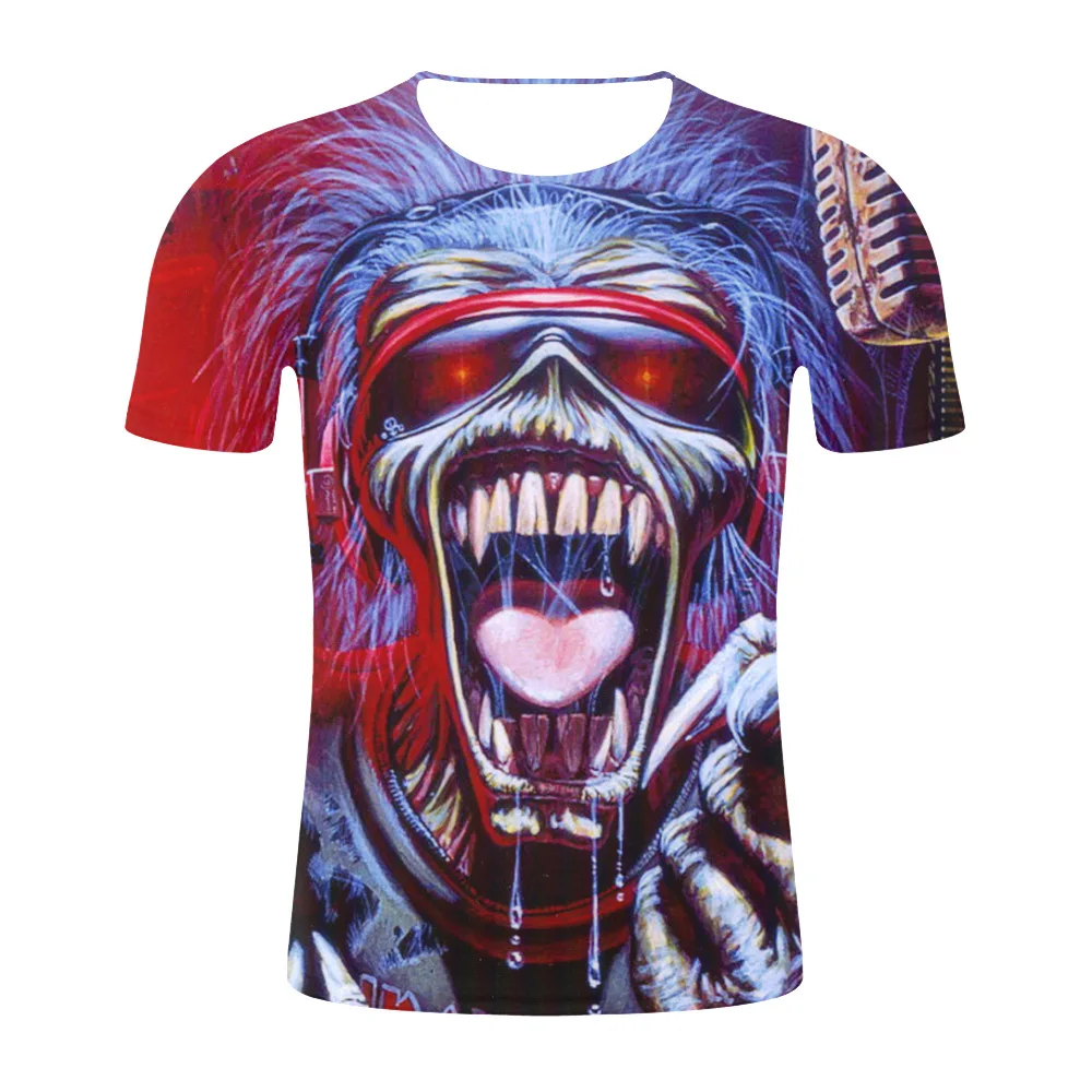 

2021 Summer Personalized 3d Printed Men's Short Sleeve T-shirt, Plus-size Skull 3d Printing Fashion Lie Fallow Short Sleeve