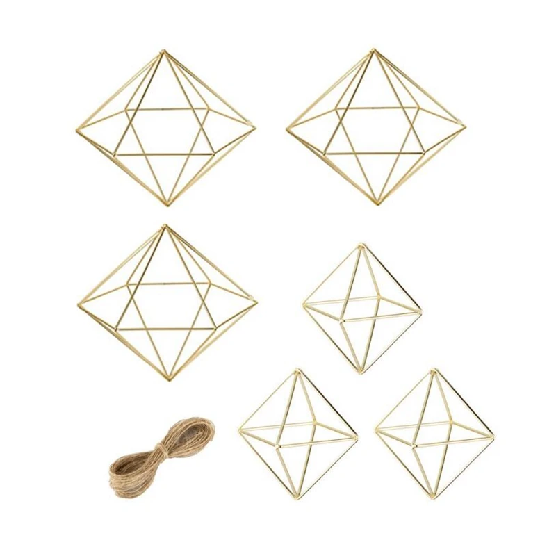 

6 Packs Air Plant Holder Metal Himmeli Decor Modern Geometric Planter Hanging 2 Shapes Air Plants Rack Tillandsia Hanger