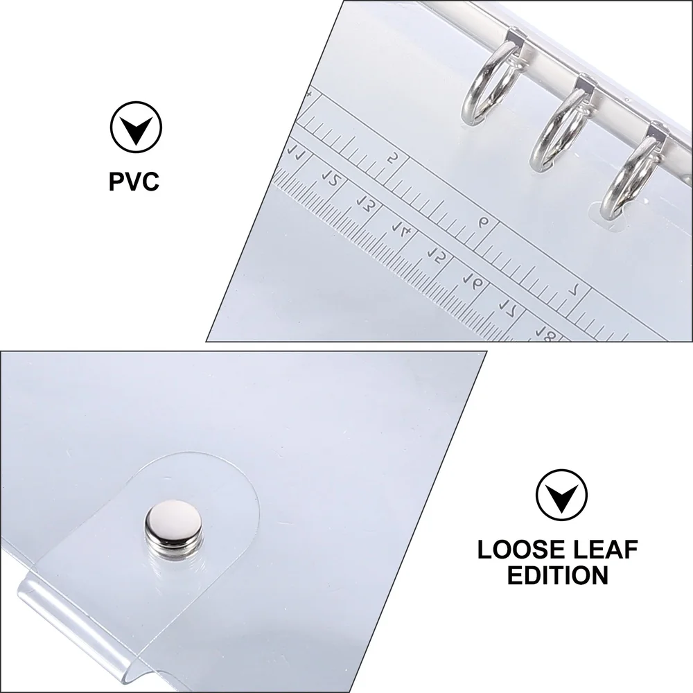 

2pcs Transparent Notebook Cover PVC Binder Cover A5 Standard Snap Button Closure