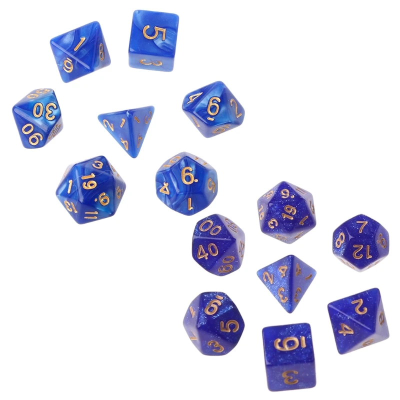 

85AB 7 шт. многогранные игральные кости золотые цифры для Dragon Pathfinder D20 D12 2xD10 D8 D6 D4