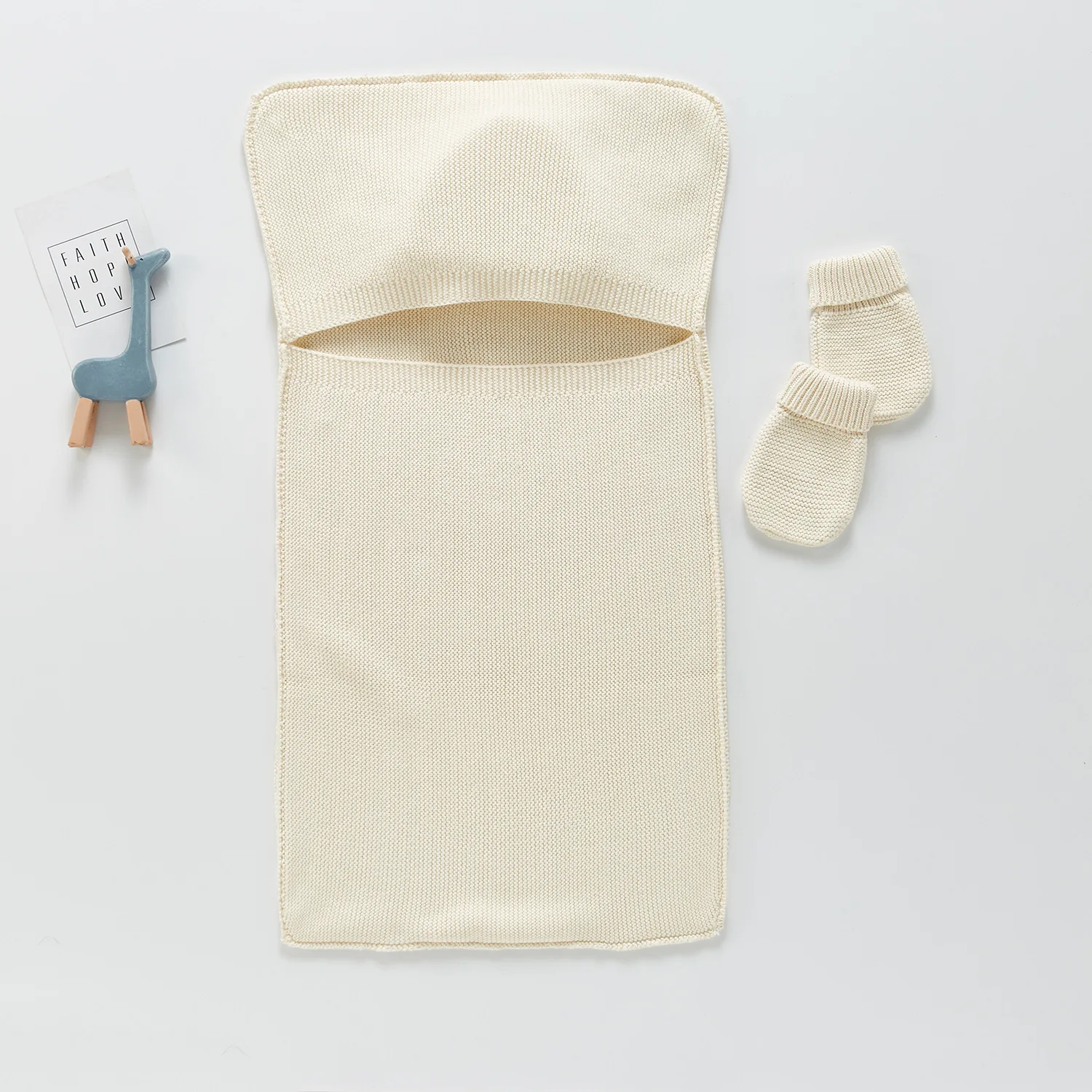 

2021 Autumn New Newborn Swaddling Quilt Cotton Knitted Sleeping Bag Gloves Baby Swaddling Quilt