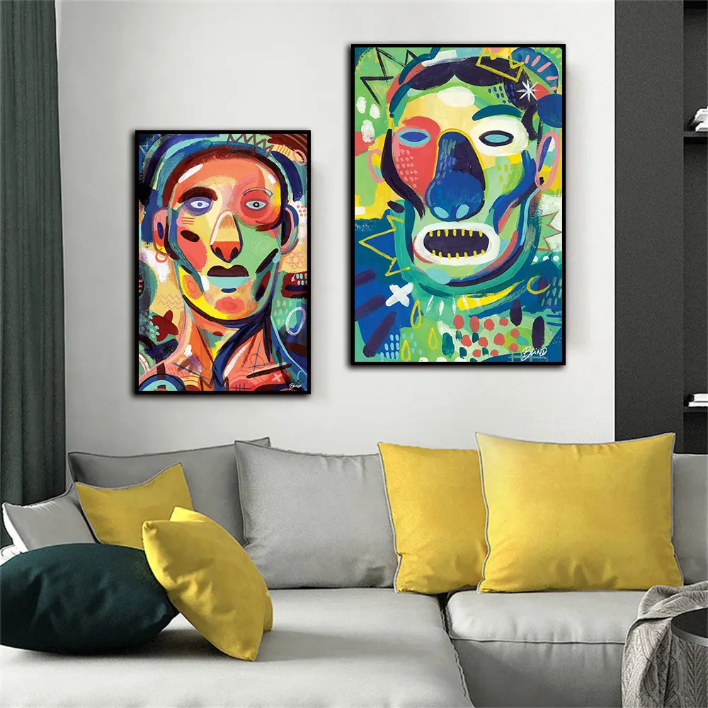 

Abstract Pop Art Graffiti Two Person Portrait Canvas Painting Print Wall Picture For Living Room Home Decoration Frameless