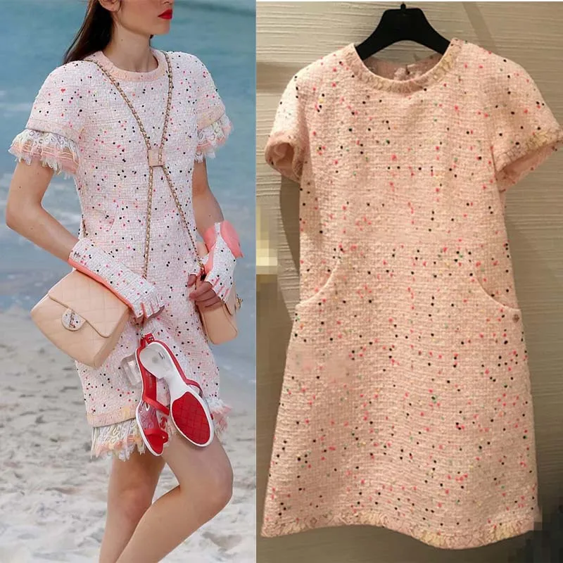 Vestidos de Festa de Noche Vestidos Elegantes Tamanho Grande Tweed Vestido 5xl 6xl Incrível Ropa Mujer Outono 2021