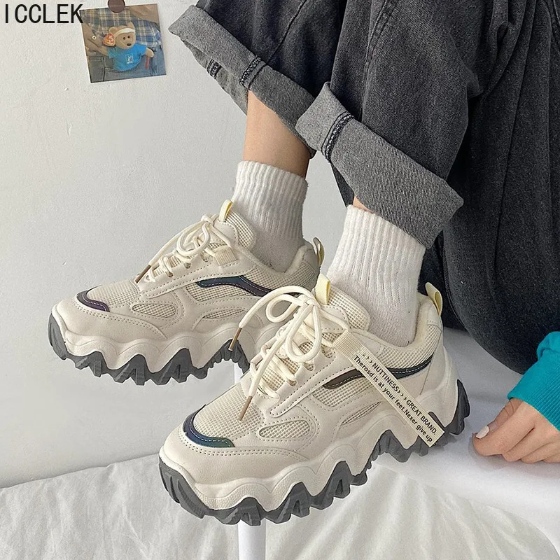 

2022 Luxury Sneakers Women Designers Winter Women's Shoes Fashion Lace Up Vulcanized Non Slip Ladies Running Sprot Flats