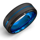 Мужское кольцо из нержавеющей стали, модное обручальное кольцо 8 мм черного и синего цвета с начесом, мужские аксессуары, ювелирные изделия, подарки на день рождения