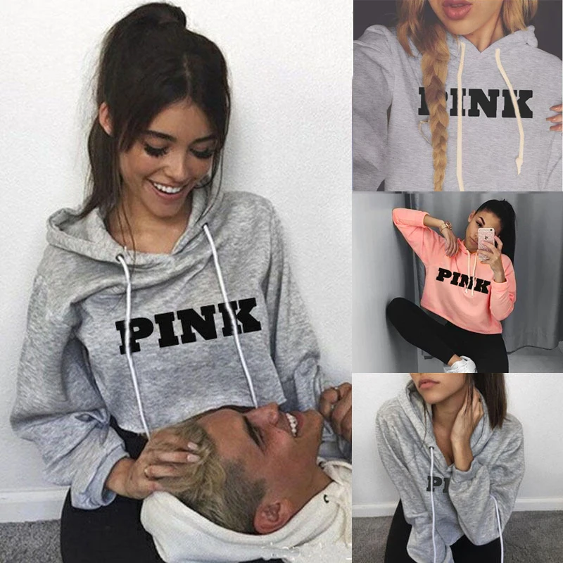 

Spring and autumn new letter printing long-sleeved cropped shorts plus fleece hooded sweater hot top charm date essential
