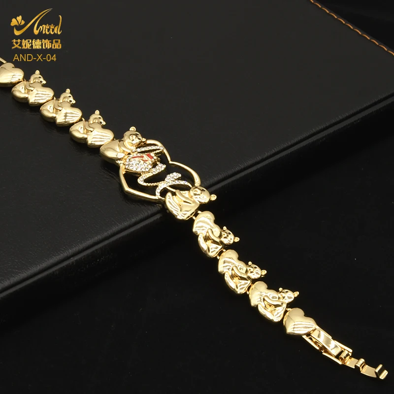 

ANIID Gold Jewelery Bear Xoxo Necklace Nigeria Jewelry Sets For Women Wedding Dubai African Bracelets Ring Earrings Alloy 2021