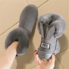 Женские ботинки с кроличьими ушками, теплые плюшевые ботинки на плоской подошве, Размеры 35-41, для зимы, 2022