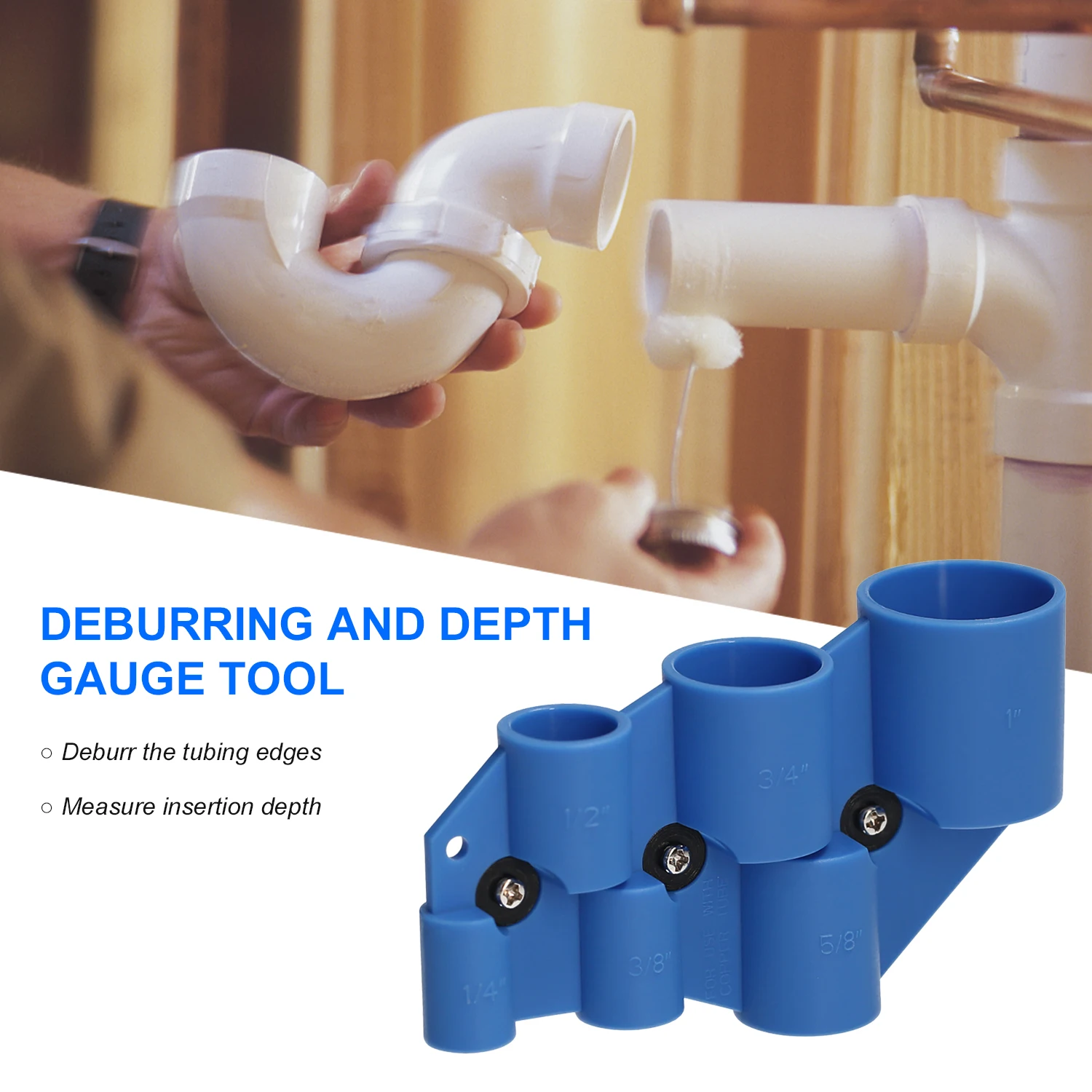 

KKmoon для снятия заусенцев и глубиномер инструмент для 1/4 дюйма 1/2 дюйма 3/8 дюйма 5/8 дюйма 3/4 дюйма 1 дюйм, материалы-ХПВХ/PEX Медь насосно-компресс...