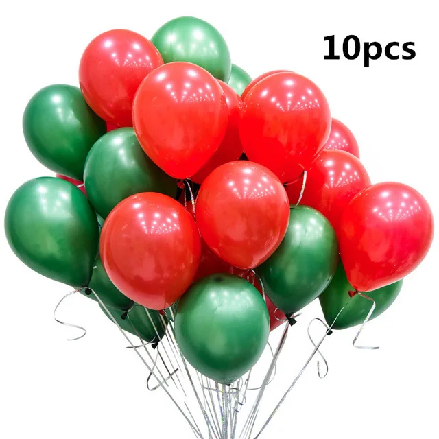 10pcs Санта Клаус Рождественская елка Олень снеговик Медведь звезда Пингвин Снежинка красный зеленый гелиевый воздушный шар покрытый фольгой на год веселая Рождественская надпись вечерние украшения Рождественский орнамент - Цвет: 10pcs