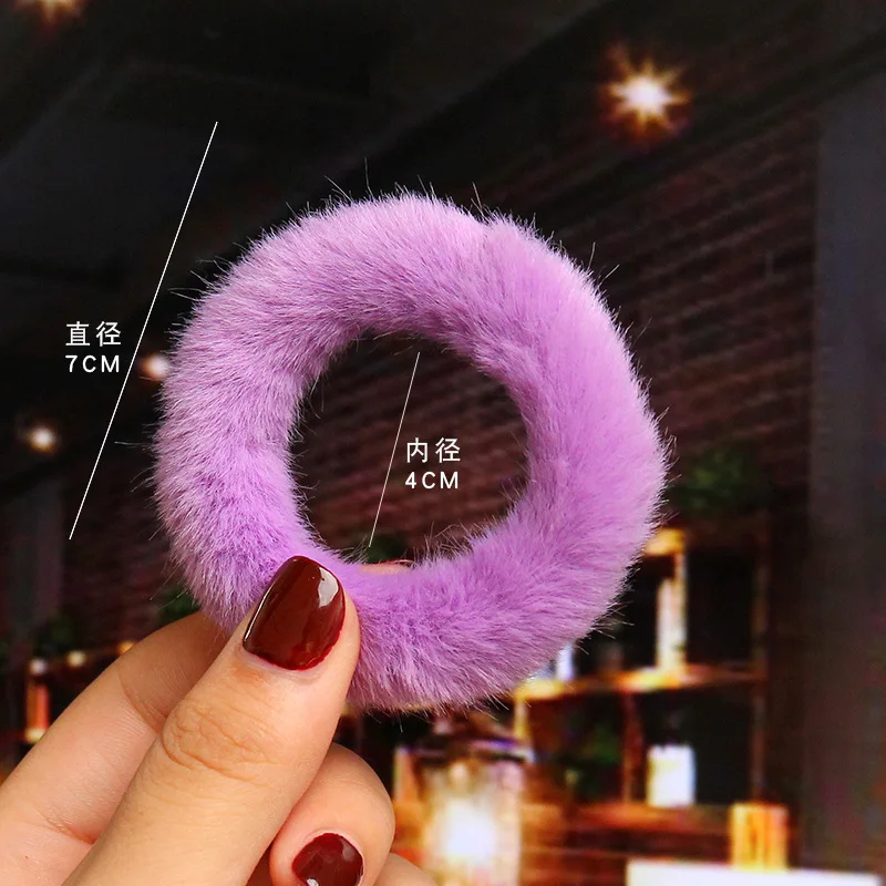 Fluffy Furry Scrunchies Cute Elastic Hair Ring Girls Winter Warm Ponytail Band Rope Ties Women Accessories |