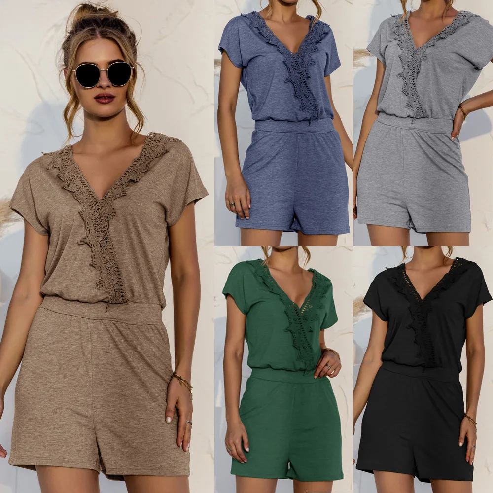 

Summer Women Matching Sets Sexy Slit Lace Short Sets Patchwork Beach Style 2021 New Hot Casual Ladies Clothing Oversize C2493