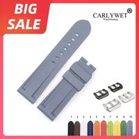 carlywet 22 24mm hot sell top quality yellow white waterproof silicone rubber replacement watch band strap for panerai luminor