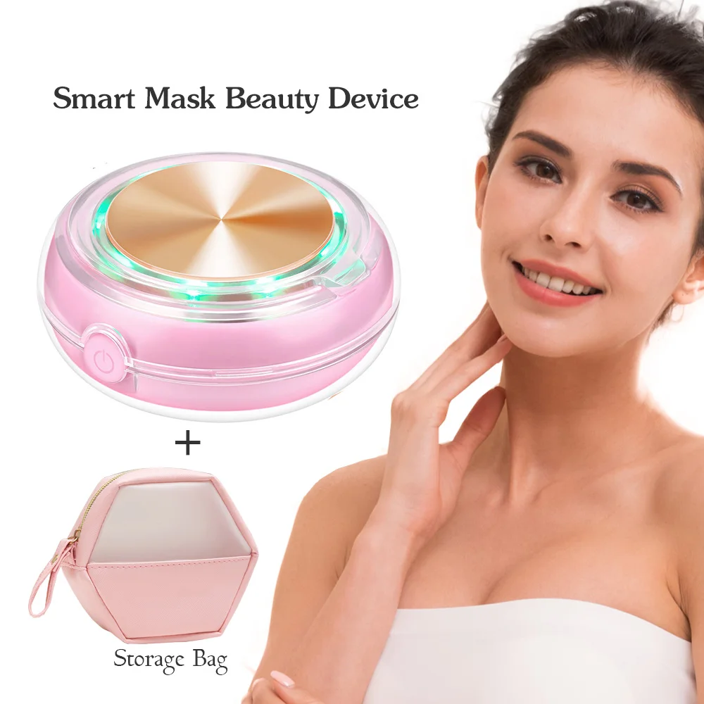 New Ultrasonic Facial Mask Beauty Devices Nutrients Induction Multi LED Lights Therapy Face Vibration Heating Massagers Portable