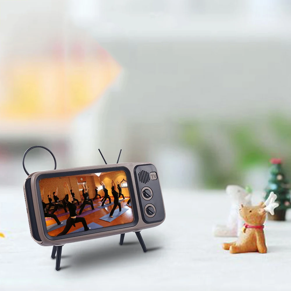 Ретро ТВ мини портативный бас-Колонка Bluetooth держатель мобильного телефона динамик ретро фоторамка держатель телефона Подставка для подарка