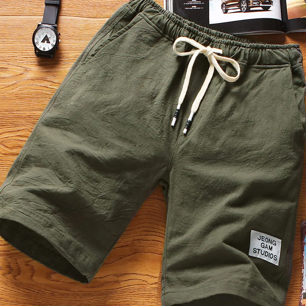 Мужские летние шорты повседневные однотонные пляжные брюки спортивные дышащие