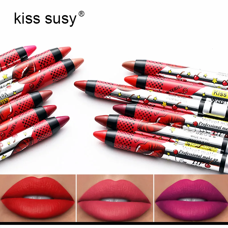 12 цветов Матовая шелковая помада KiSS SUSY ручка длинная водостойкая карандаш