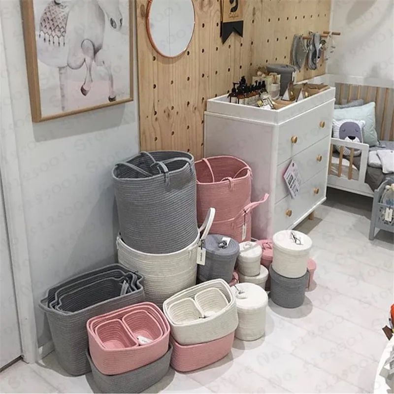 

Japanese Household Toy Storage Basket Fabric Weaving Cute Folding Hamper Debris Sundries Finishing Box Storage Basket