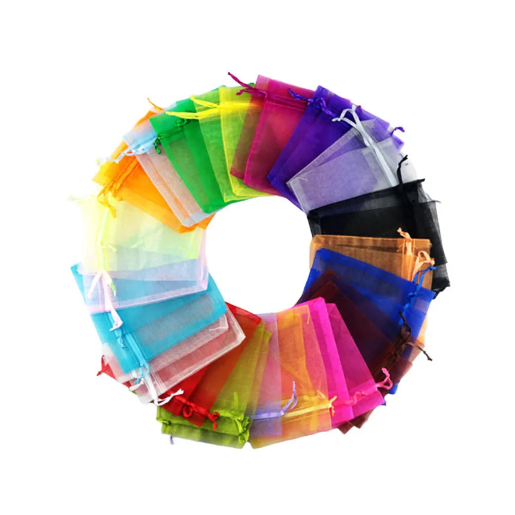 120 шт органза сумки на шнурке прозрачные многоцелевые портативные подарочные