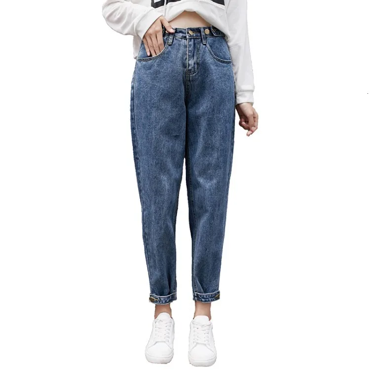 2019 ковбойские брюки женские легкие с высокой талией осенние джинсовые свободные