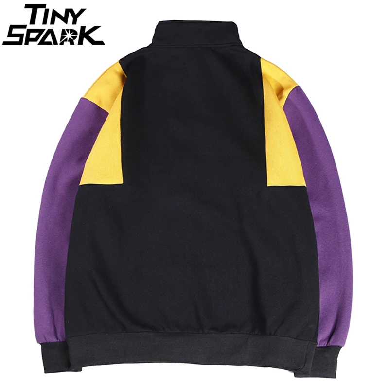 Толстовка в стиле Харадзюку с цветными блоками Мужская Уличная хип хоп винтажная