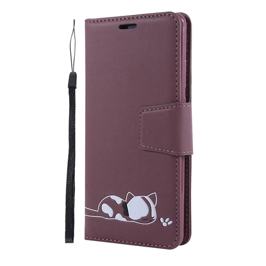 Purple Кожаный чехол с откидной крышкой для samsung Galaxy S10 E S9 J4 J6 A7 A6 плюс A10 A20 E A30 A40 A50 A70 милый кошелек с котами чехол для телефона - Цвет: Purple