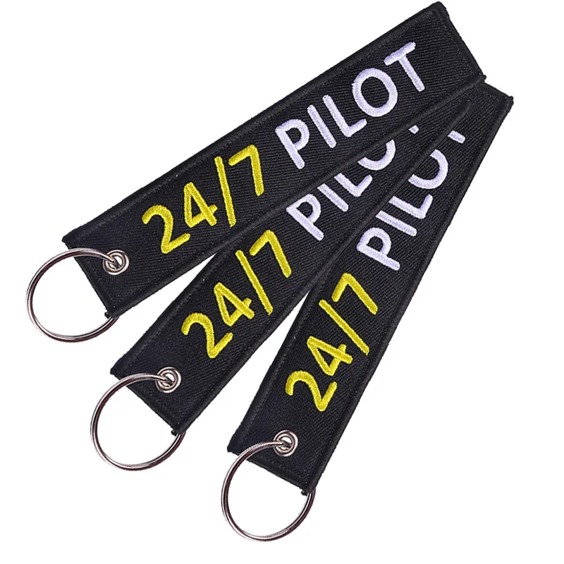 

24/7 PILOT Embroidered Key Chain for Aviation Gifts Luggage Tag Label