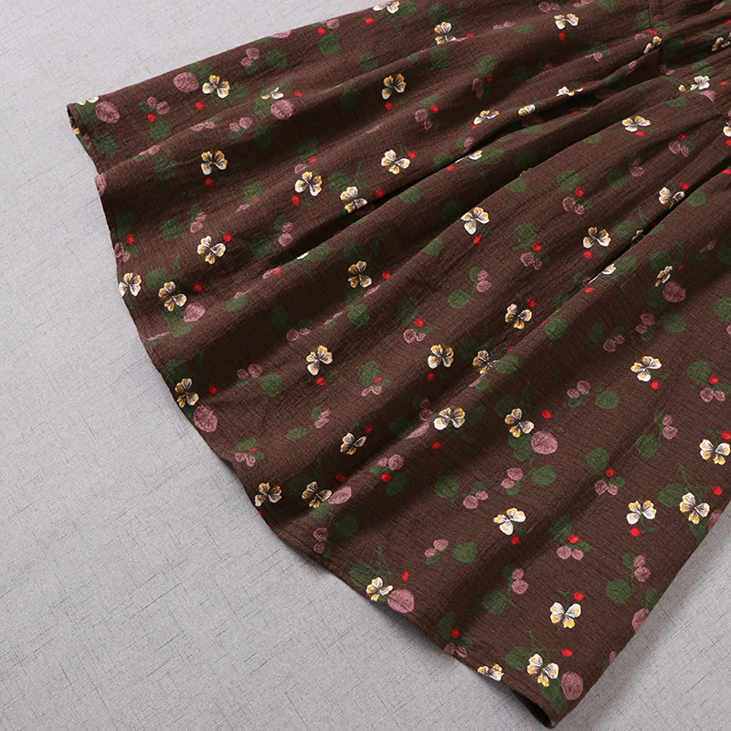 

Autumn Winter Women Literary Print Skirt Vintage Mori Girl Cotton Loose A-line Skirt