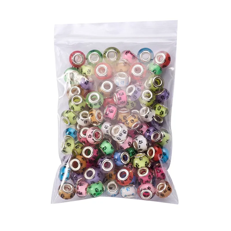 PandaHall 100 шт. акриловые бусины в европейском стиле форме собачьей лапы узор с