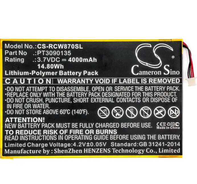 

cameron sino 4000mah battery for RCA Galileo Pro 11.5" RCT6303W87 RCT6303W87DK RCT6513W87 Viking Pro 10 PT3090135
