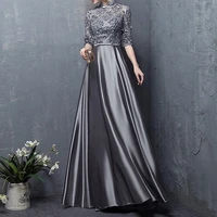 silver gray satin mother of the bride dresses half sleeves a line plus size 2022 3d flowers lace lady wedding party guest gowns