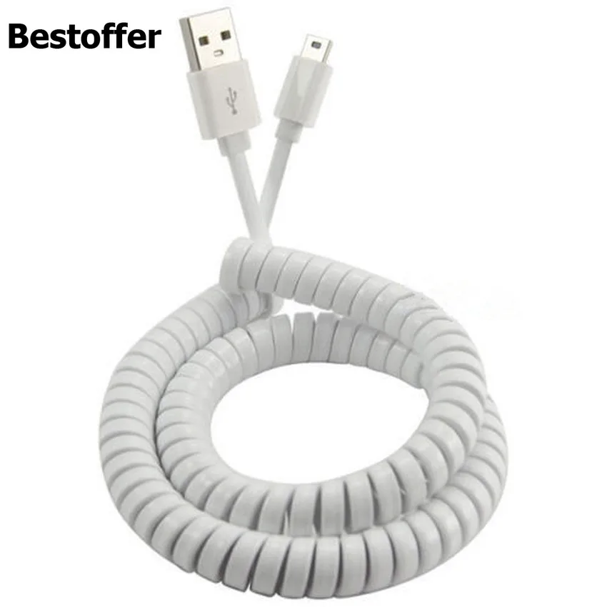 10 футов/3 м плоский Спиральный USB 2 0 для Mini кабель синхронизации данных и зарядки
