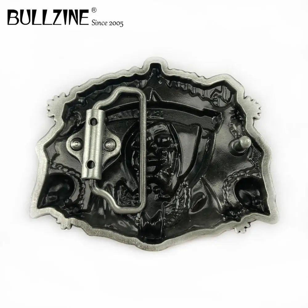 Пряжка для ремня Bullzine из цинкового сплава с черепом черной эмалью Оловянная