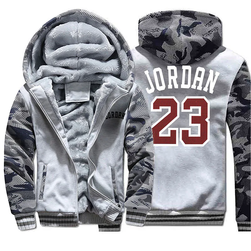 light gray 6-1 Мужская куртка с капюшоном Jordan 23 толстовки с принтом мужские толстые теплые пальто на молнии осень зима камуфляж военная уличная толстовка с капюшоном - Цвет: light gray 6-1