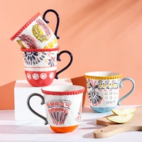 hand painted ceramic cup mug milk cup large capacity coffee tea cup mug breakfast drinking cup drinkware