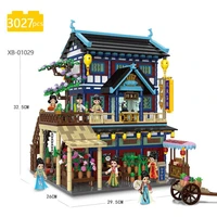 creative architecture city street view chinatown ancient night club building block figures brick toys collection for gifts