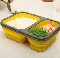 900ml silicone collapsible portable lunch box food storage container 2 cell bowl bento boxes folding lunchbox eco friendly