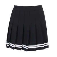 summer female wear student young women white stripe preppy style high waist knitted black jk uniform a line mini pleated skirt