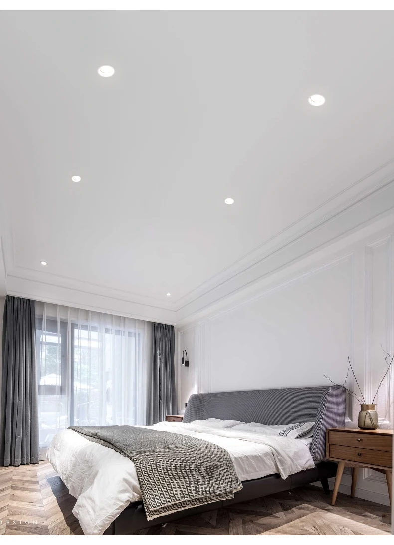 CRI90 антибликовый светодиодный светильник 5 Вт 7 10 12 Встроенный потолочный круглый