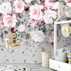 Фотообои на заказ, современный минимализм, ручная роспись, пионы, цветы, Ins, пасторальный фон, настенная живопись, Papel De Parede Sala