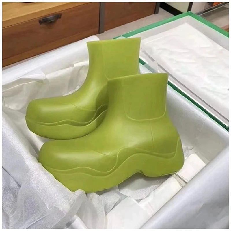 

LLUUMIU rain boots women luxury 2021 New Brand Women Rubber Ladies Walking Ankle Rainboots Casual Thick Bottom Short Boot