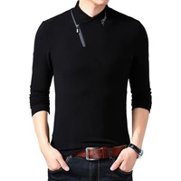browon brand 2021 new style cotton mens t shirt long sleeve t shirt men solid color zipper print collar oversized t shirt