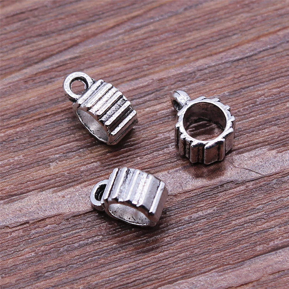 

40pcs Jewelry Findings Handmade Diy Craft Bail Beads For Jewelry Making Antique Silver Color Charms 9x5mm