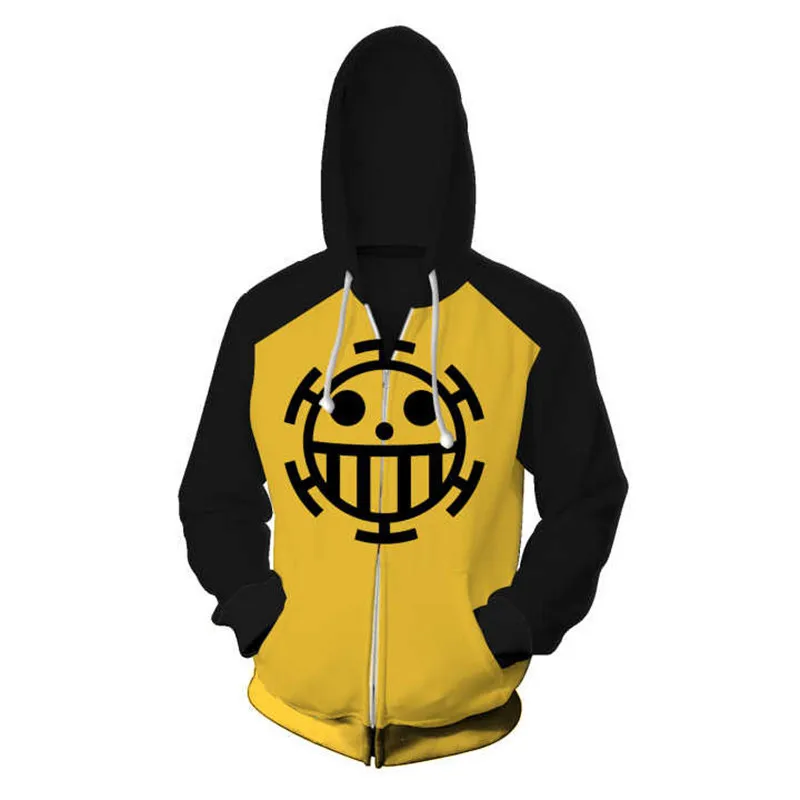 Цельная Толстовка Trafalgar Law Cosplay свитшот с капюшоном в стиле хип-хоп толстовка