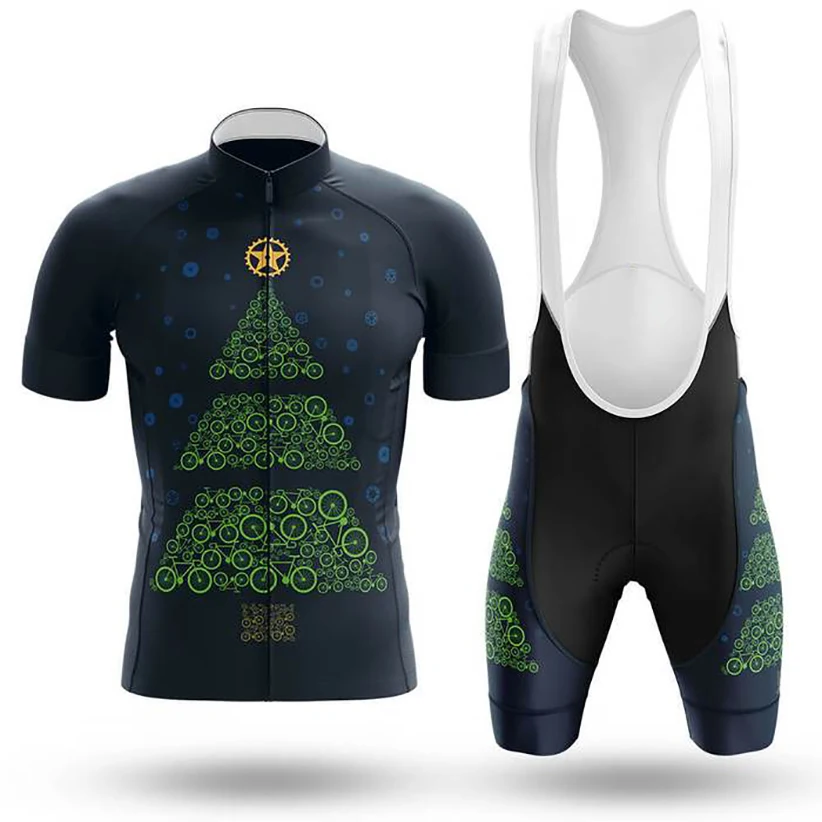 

Christmas 2021 Bicycle Christmas Tree Men's Cycling Kit Professional Cycling Clothing Quick Dry Summer Short-sleeved Shirt